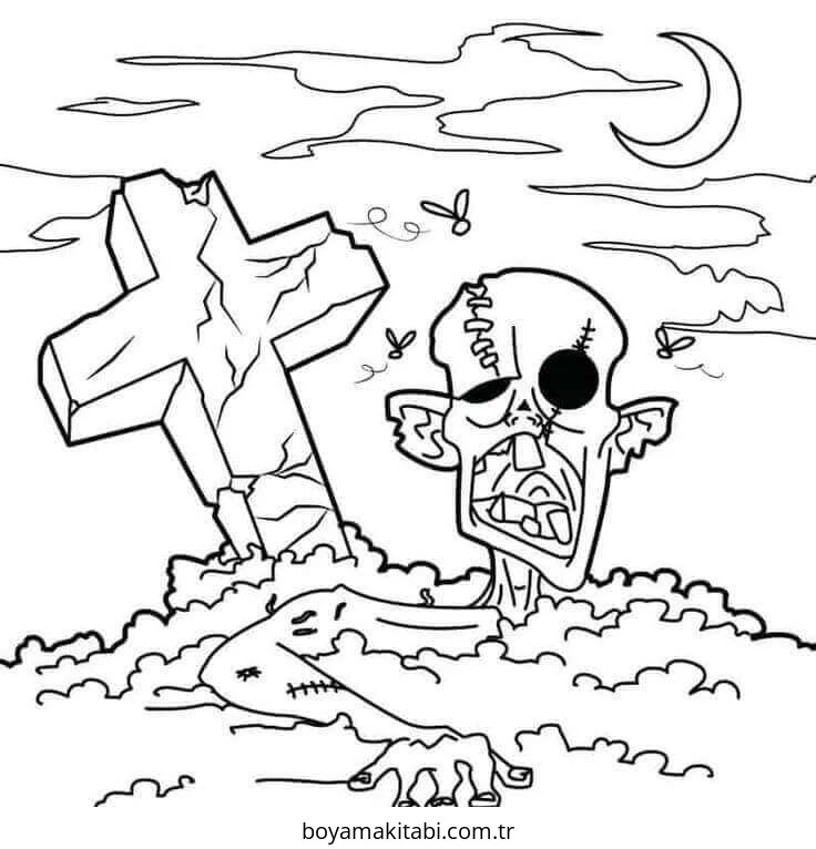 Zombi boyama sayfası – ücretsiz yazdır, boyama etkinliği