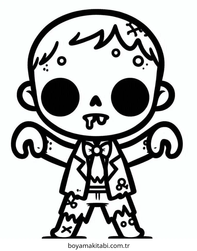 Zombi boyama sayfası – kolay boyama, eğitici aktivite