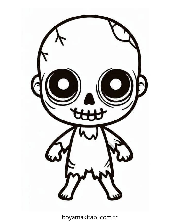 Zombi boyama sayfası – boyama etkinliği, çocuk aktivitesi