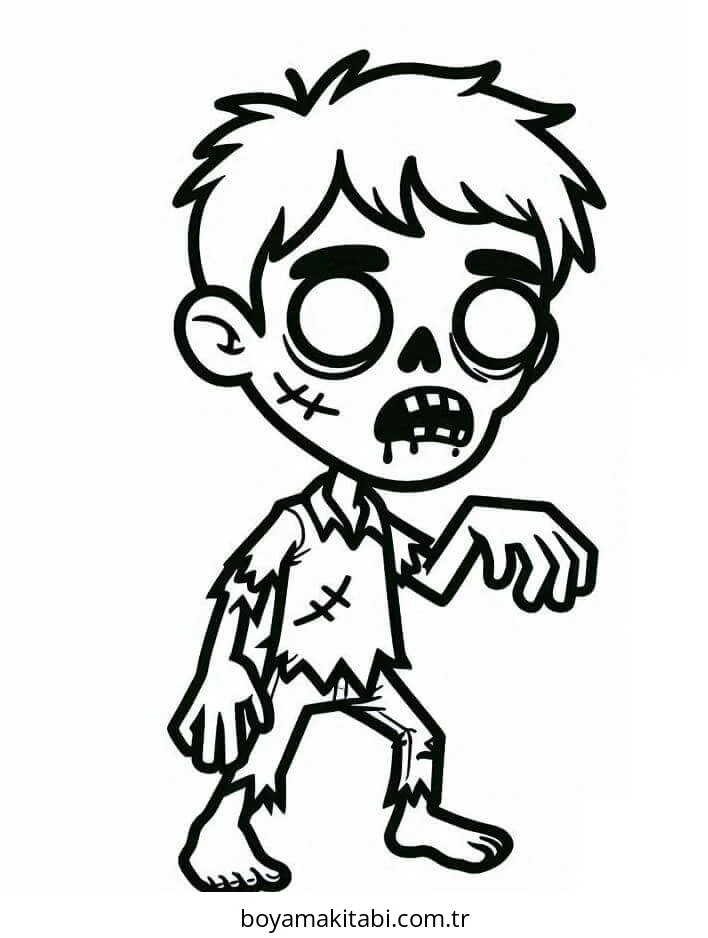 Zombi boyama sayfası – el becerilerini geliştirir, boyama çalışması