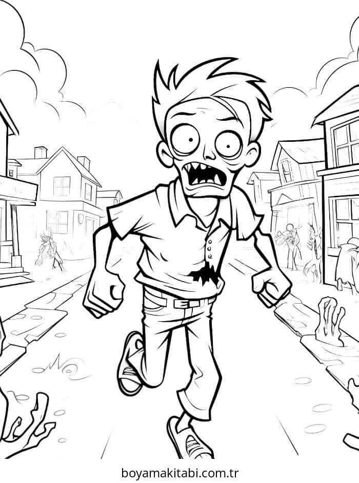Zombi boyama sayfası – sanatsal çalışma, çocuklar için