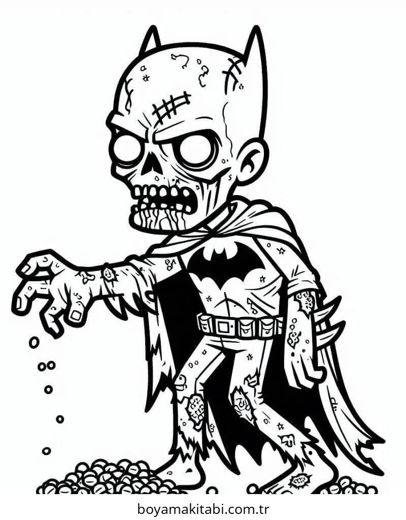 Zombi boyama sayfası – basit çizim, kolay boyama