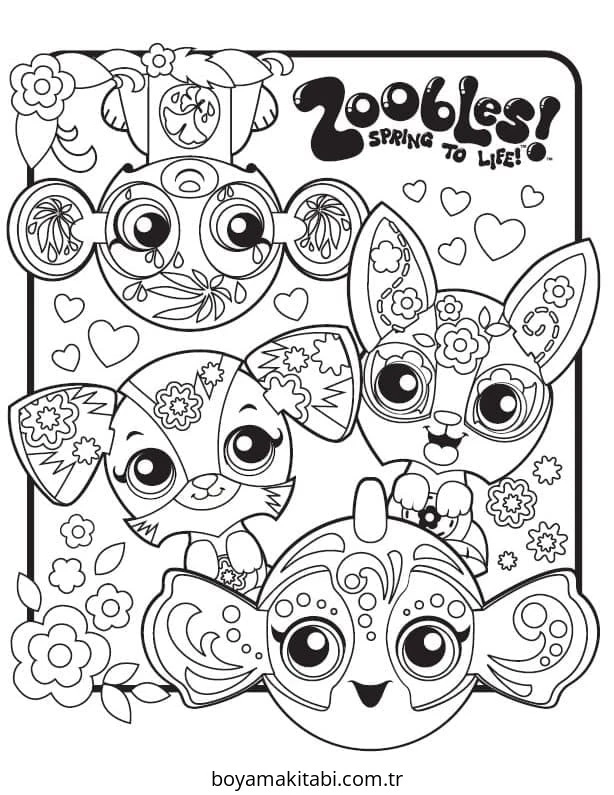 Zoobles boyama sayfası – çizgi film temalı, basit çizim