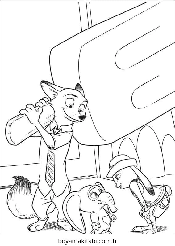 Zootropolis boyama sayfası – eğlenceli etkinlik, el becerilerini geliştirir