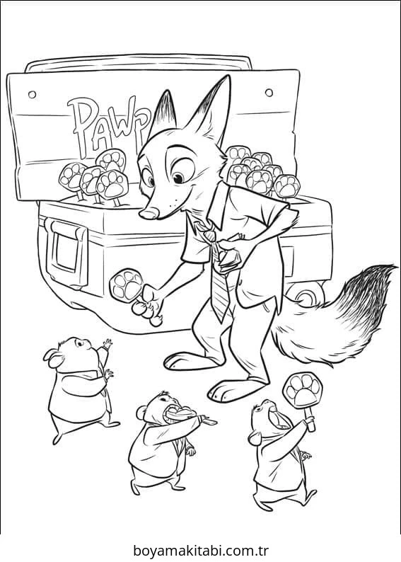 Zootropolis boyama sayfası – keyifli zaman, renkli çizimler