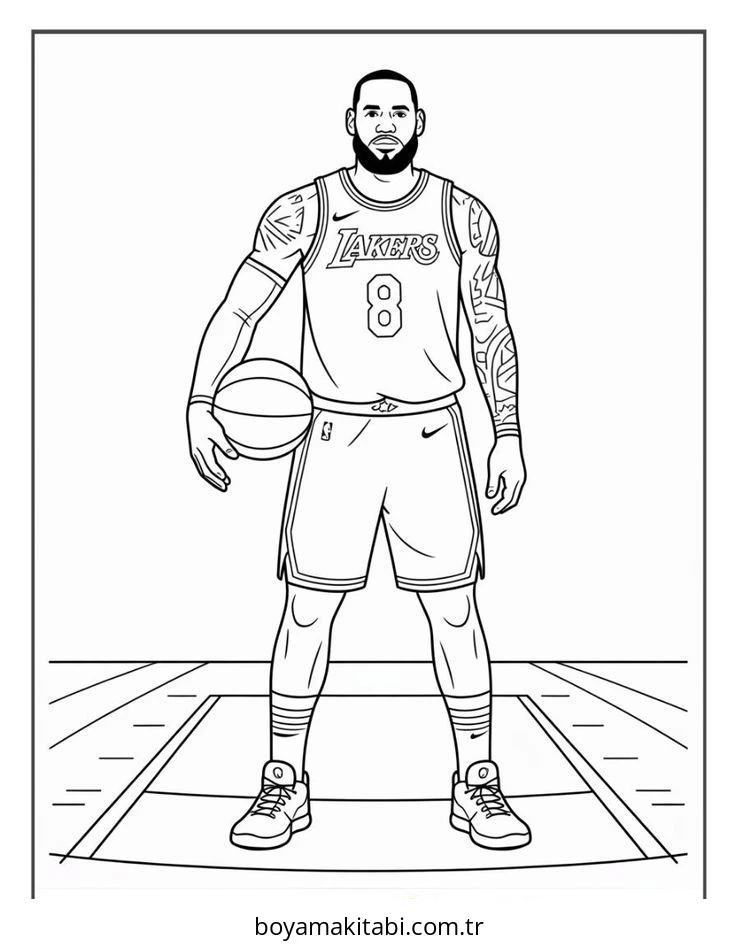 Basketbol boyama sayfası #119 – dikkat ve odaklanma geliştirir, A4 baskıya uygun
