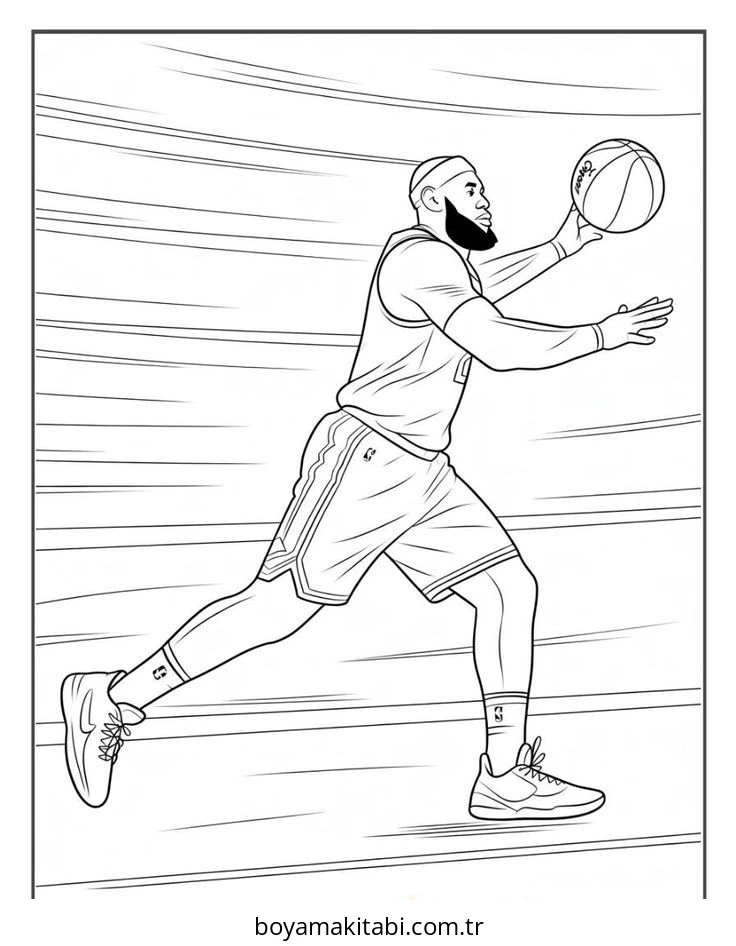 Basketbol boyama sayfası #129 – günlük etkinlik önerisi, kolay boyama