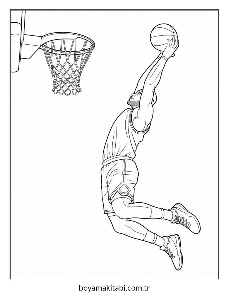 Basketbol boyama sayfası #141 – sevimli karakter, sanatsal çalışma