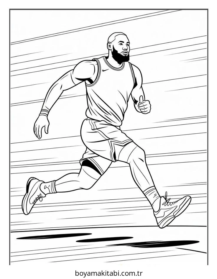 Basketbol boyama sayfası #142 – çizgi film temalı, basit çizim