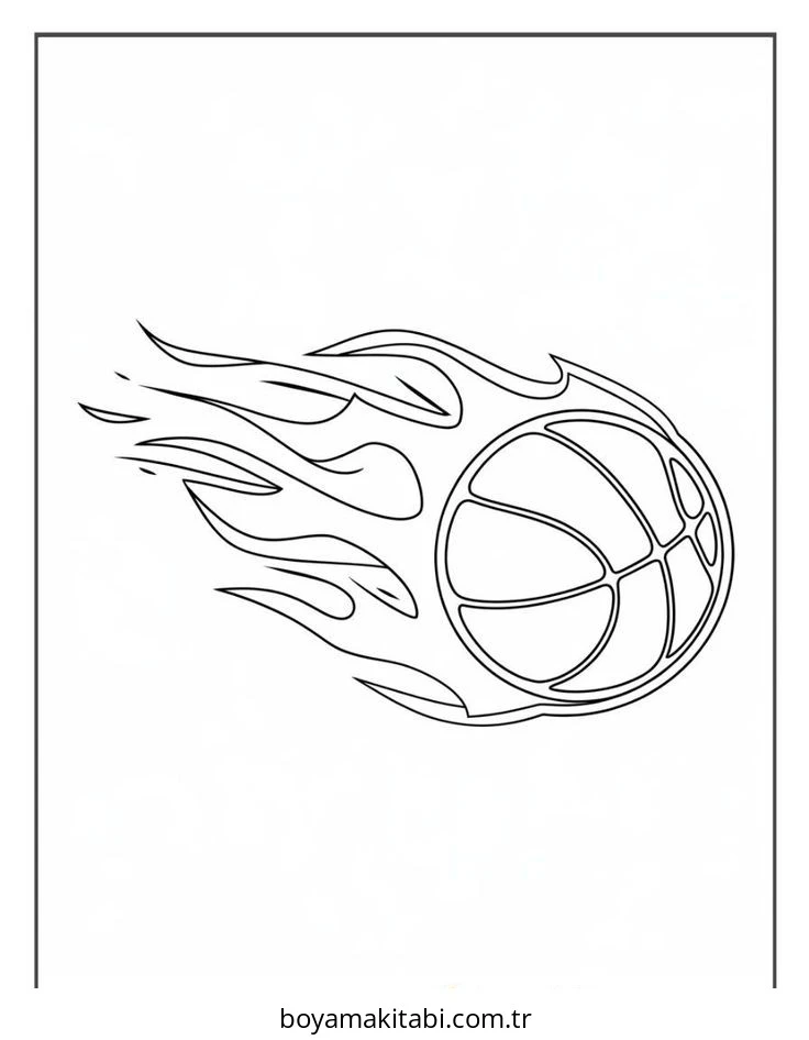 Basketbol boyama sayfası – çizgi film temalı, basit çizim