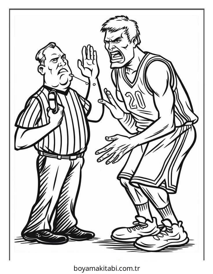 Basketbol boyama sayfası – keyifli zaman, renkli çizimler