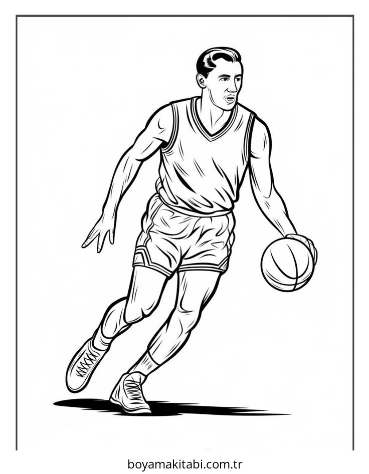 Basketbol boyama sayfası – çocuk aktivitesi, PDF indir
