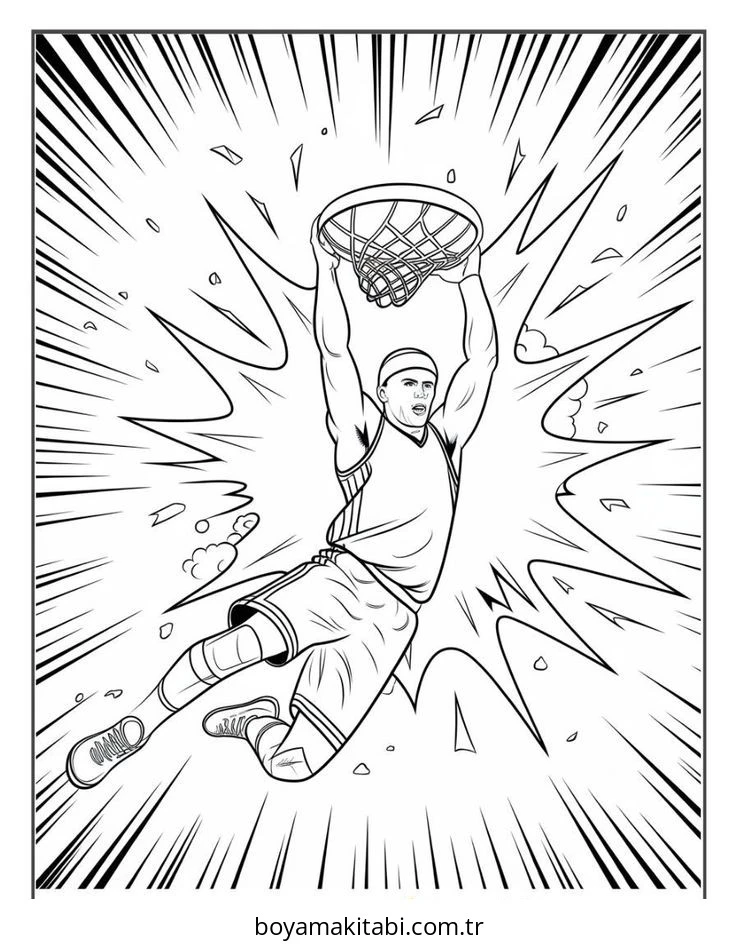 Basketbol boyama sayfası – sanatsal çalışma, çocuklar için
