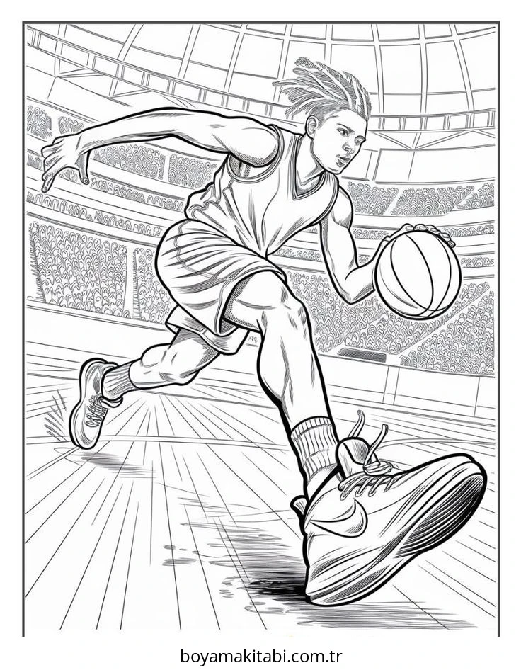 Basketbol boyama sayfası – yaratıcılık, eğlenceli etkinlik