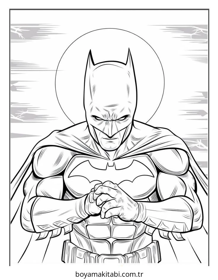 Batman boyama sayfası – çizgi film temalı, basit çizim