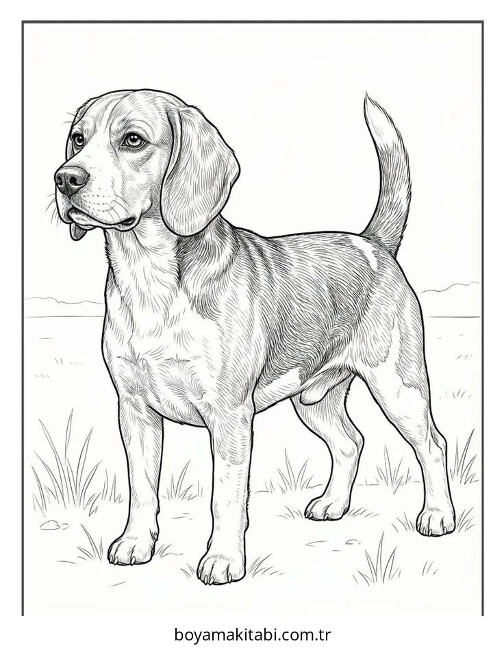 Beagle boyama sayfası – okul öncesi, evde etkinlik