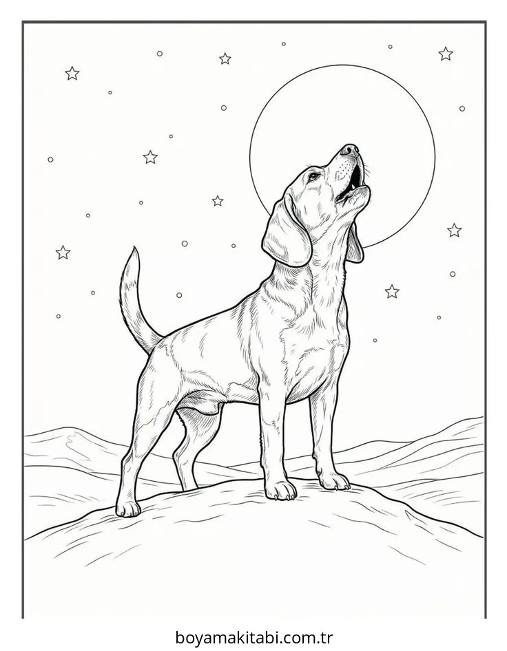 Beagle boyama sayfası – eğitici aktivite, yaratıcılık