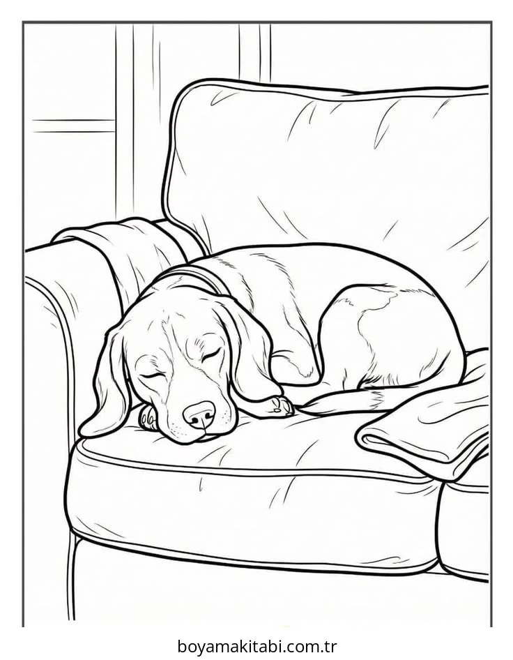Beagle boyama sayfası – çocuk aktivitesi, PDF indir