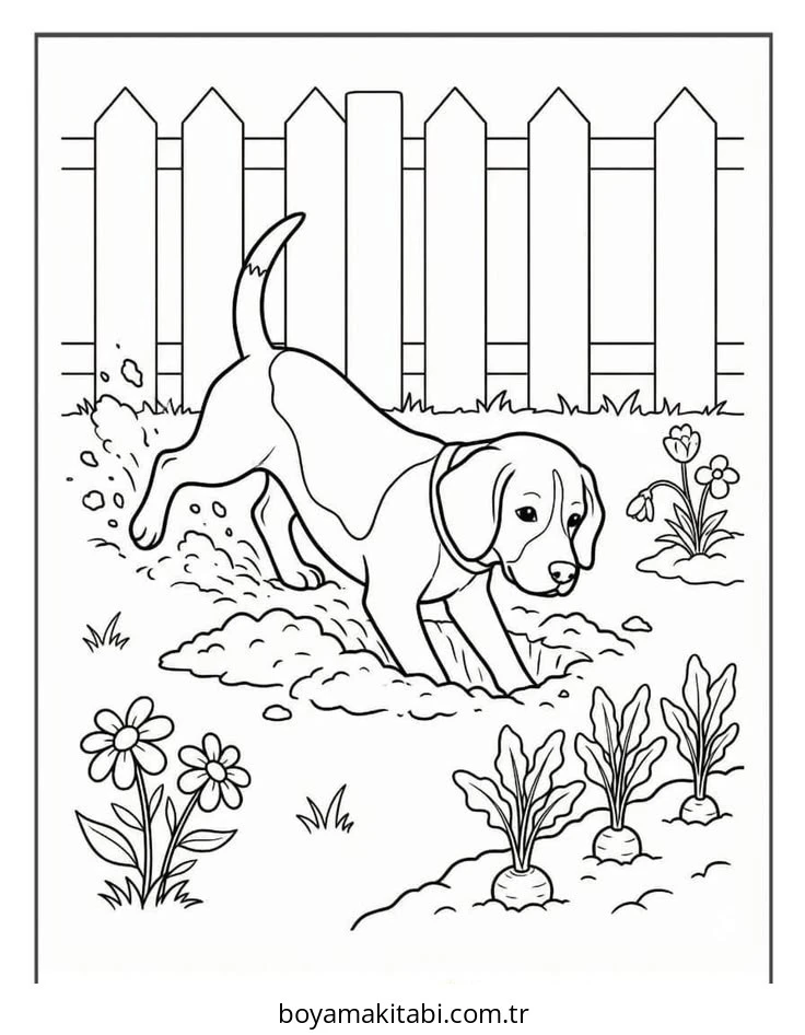 Beagle boyama sayfası – sanatsal çalışma, çocuklar için