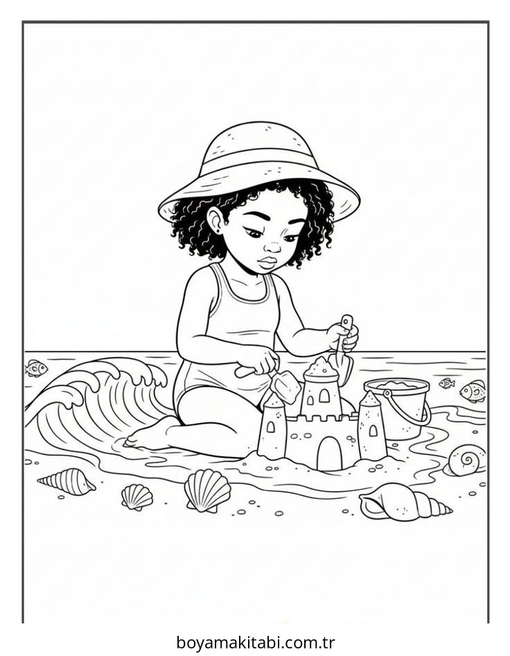 Black Girl boyama sayfası – boyama etkinliği, çocuk aktivitesi