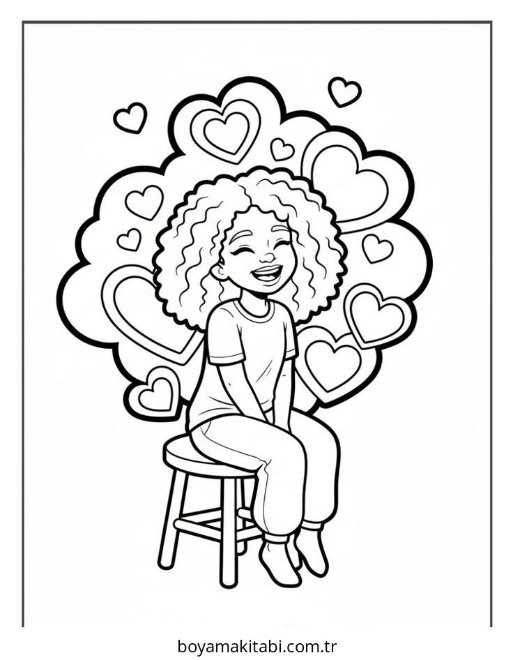 Black Girl boyama sayfası – eğitici aktivite, yaratıcılık