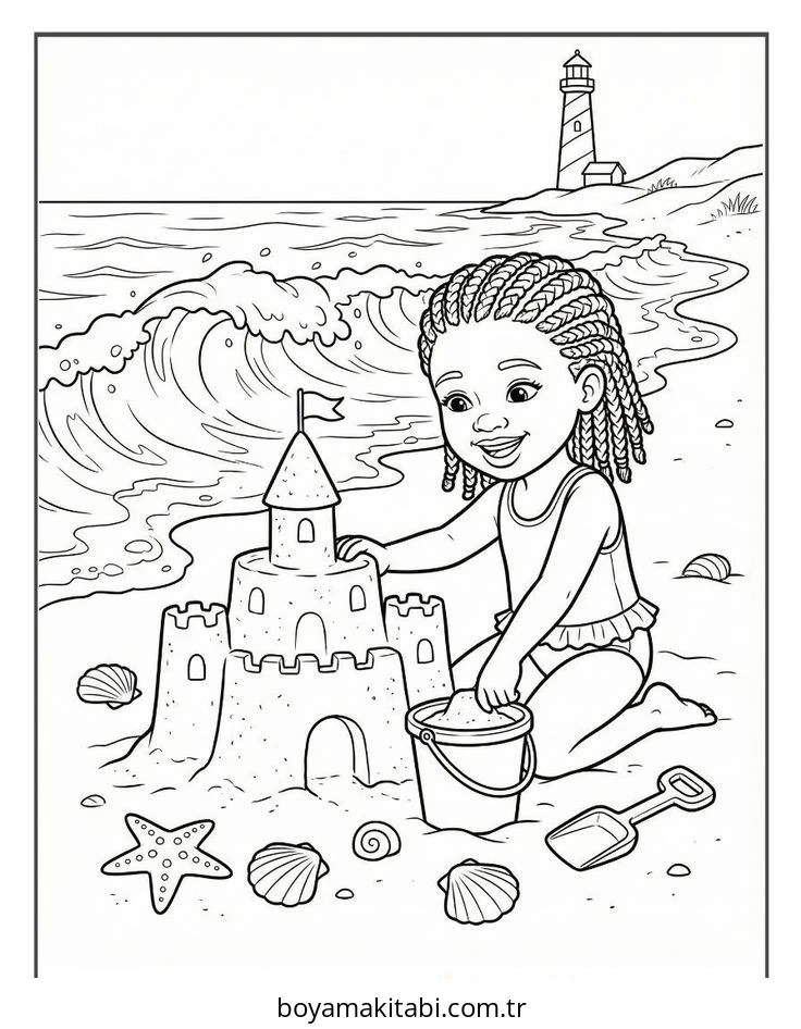 Black Girl boyama sayfası – PDF indir, sevimli karakter