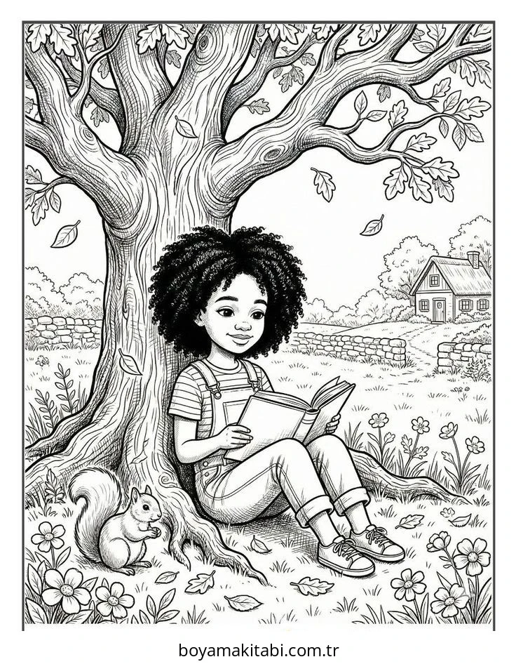 Black Girl boyama sayfası – boyama etkinliği, çocuk aktivitesi