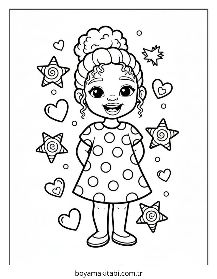 Black Girl boyama sayfası – el becerilerini geliştirir, boyama çalışması