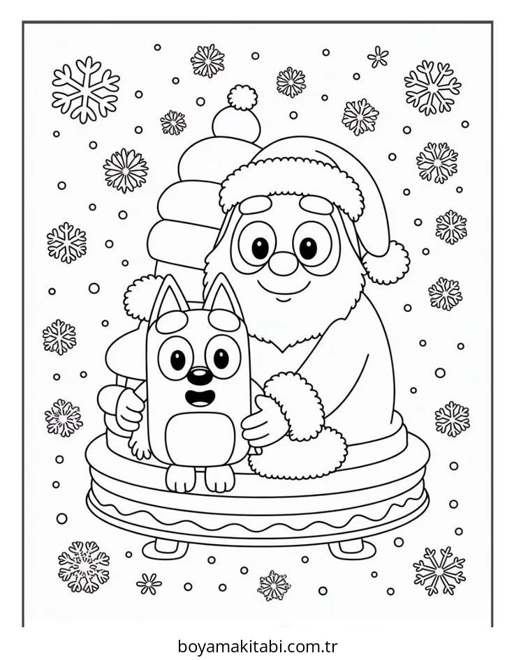 Bluey boyama sayfası – sanatsal çalışma, çocuklar için