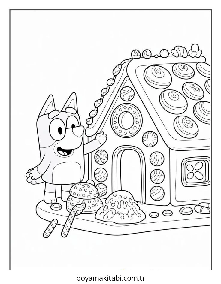 Bluey boyama sayfası – renkli çizimler, okul öncesi
