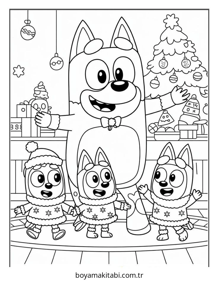 Bluey boyama sayfası – okul öncesi, evde etkinlik