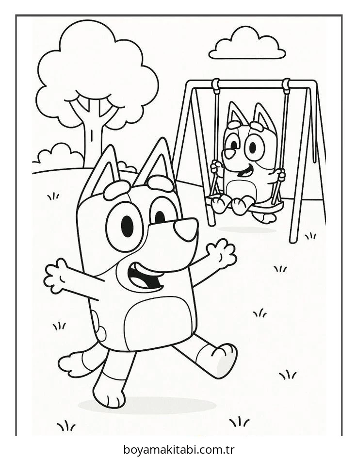 Bluey boyama sayfası – çocuklar için, çizgi film temalı
