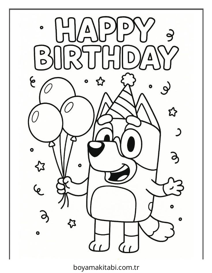 Bluey boyama sayfası – sevimli karakter, sanatsal çalışma
