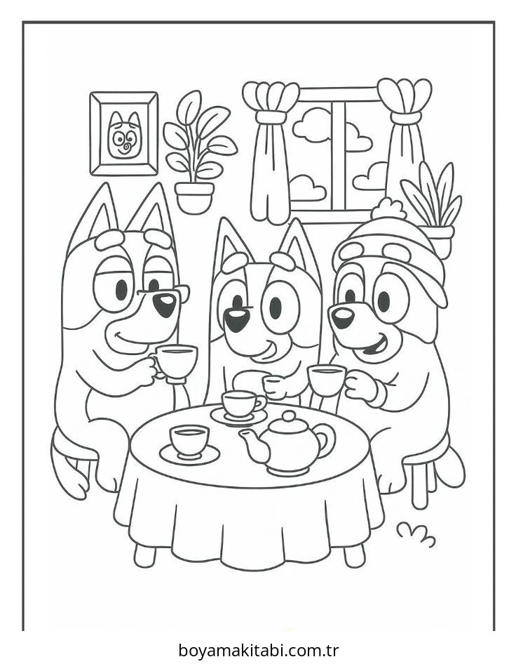 Bluey boyama sayfası – boyama çalışması, yaratıcılığı geliştirir