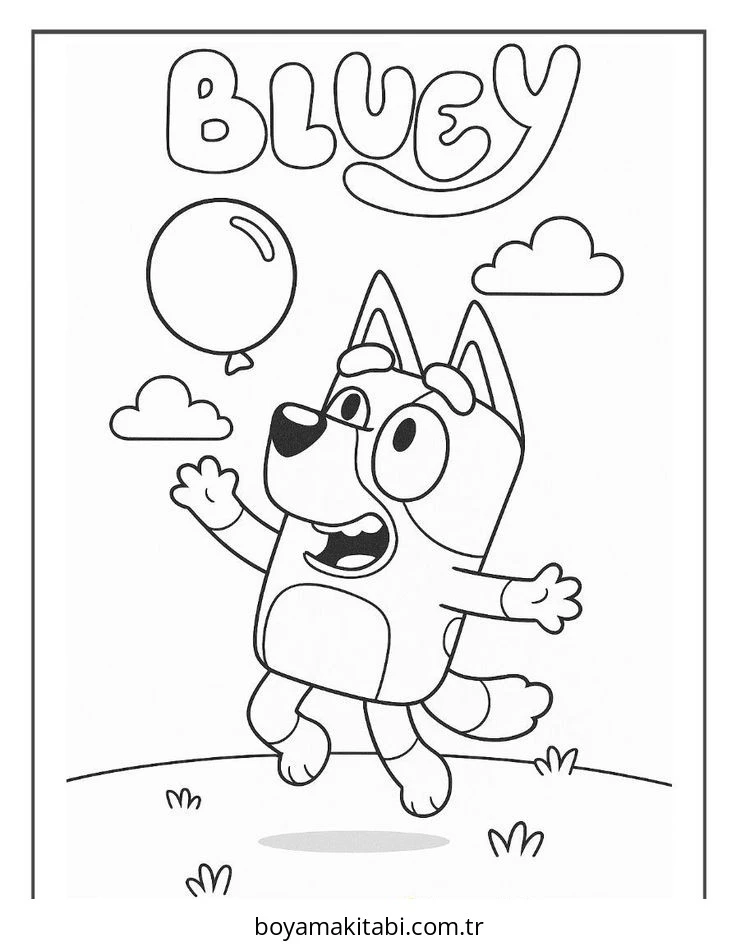 Bluey boyama sayfası – kolay boyama, eğitici aktivite