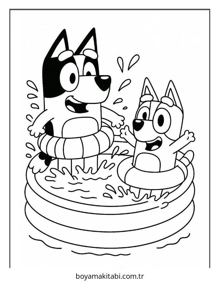 Bluey boyama sayfası – okul öncesi, evde etkinlik