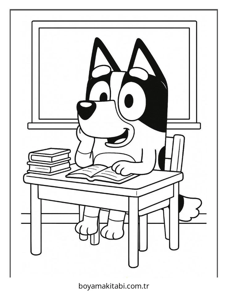 Bluey boyama sayfası – sevimli karakter, sanatsal çalışma
