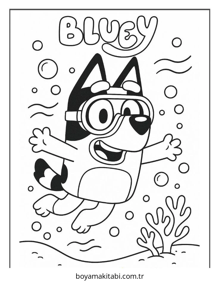 Bluey boyama sayfası – evde etkinlik, ücretsiz yazdır