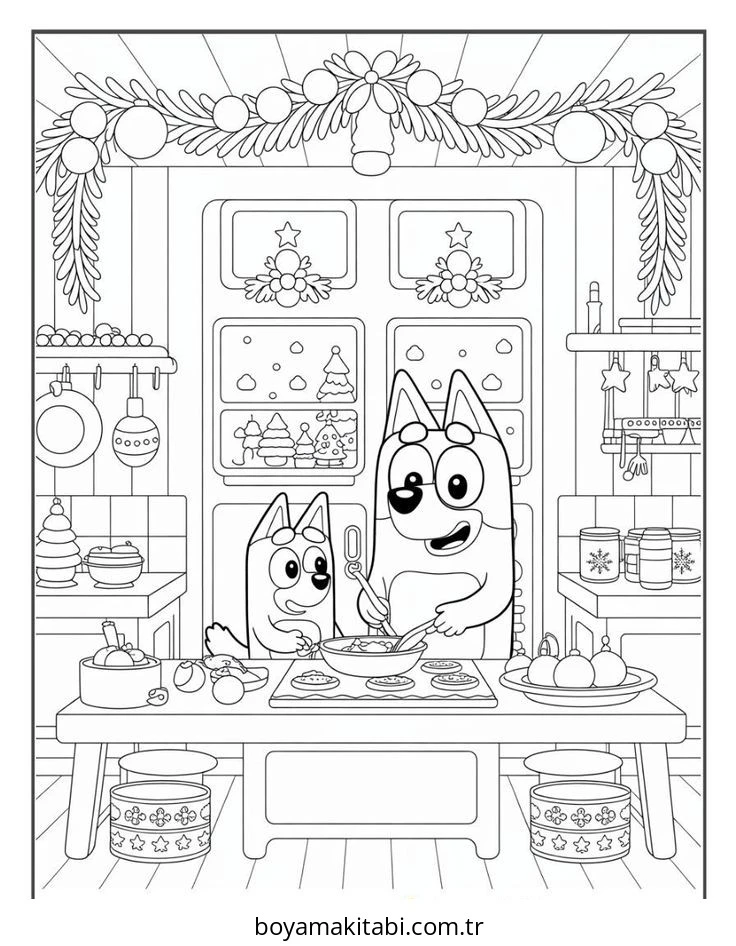 Bluey boyama sayfası – boyama çalışması, yaratıcılığı geliştirir