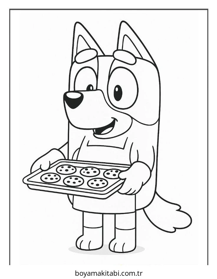 Bluey boyama sayfası – renkli çizimler, okul öncesi