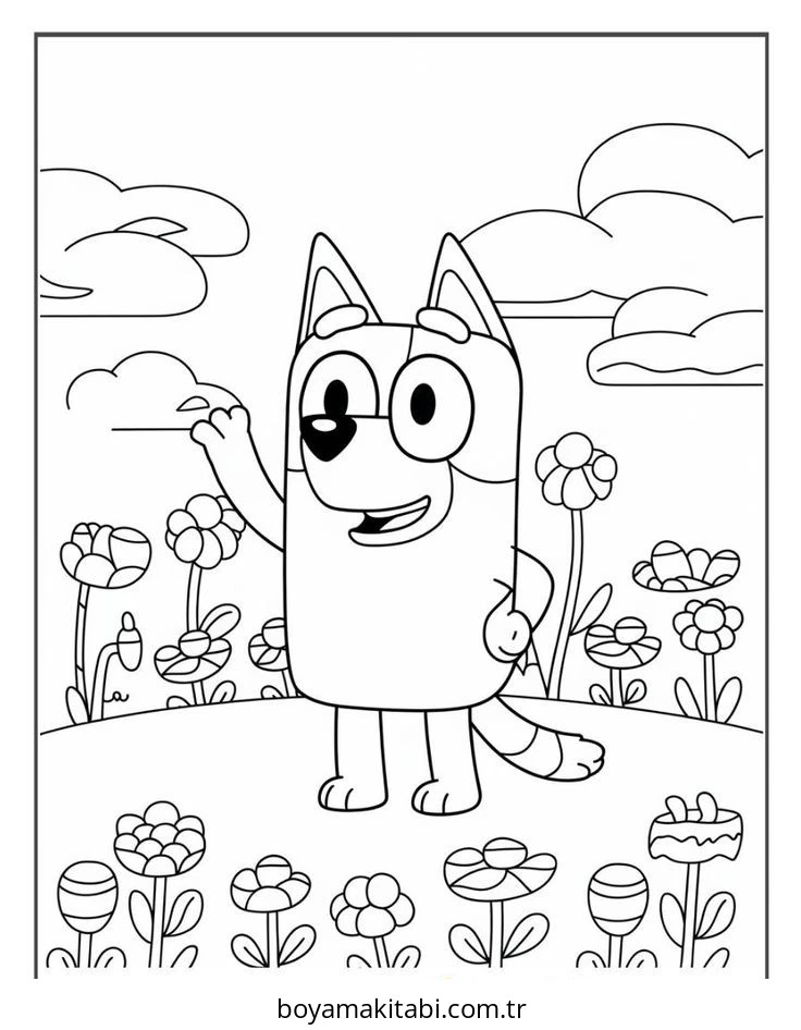 Bluey boyama sayfası – eğitici aktivite, yaratıcılık