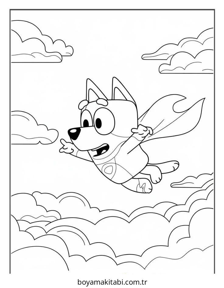 Bluey boyama sayfası – el becerilerini geliştirir, boyama çalışması
