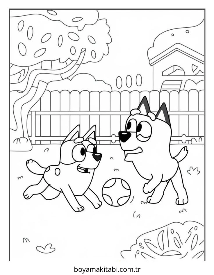 Bluey boyama sayfası – evde etkinlik, ücretsiz yazdır