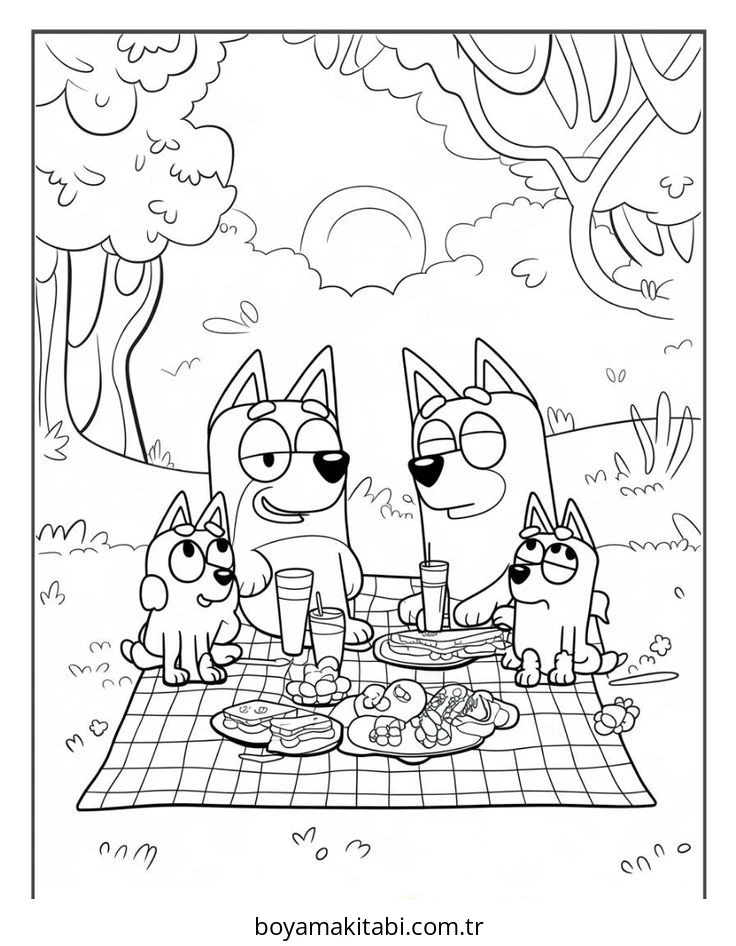 Bluey boyama sayfası – PDF indir, sevimli karakter