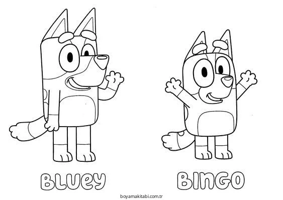 Bluey boyama sayfası – kolay boyama, eğitici aktivite