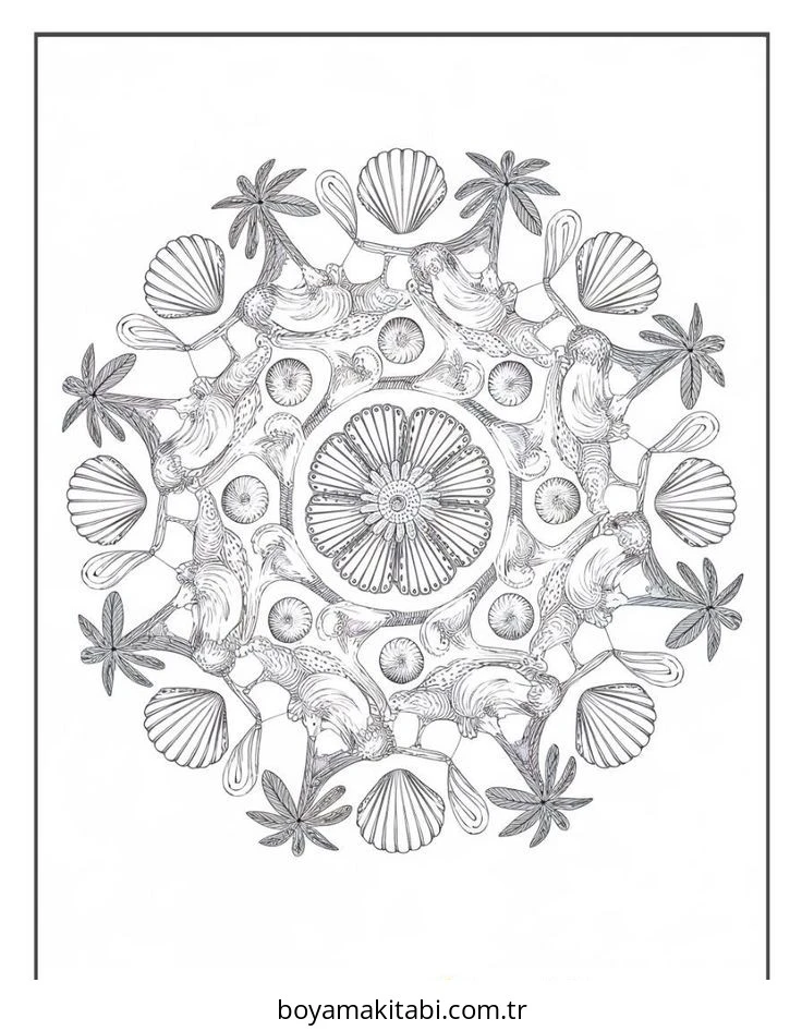 Plaj boyama sayfası – çocuk aktivitesi, PDF indir