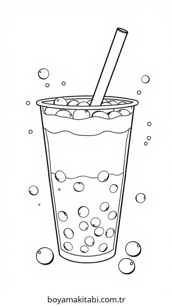 Boba Tea boyama sayfası – el becerilerini geliştirir, boyama çalışması