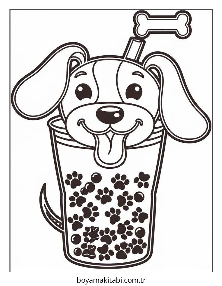 Boba Tea boyama sayfası – kolay boyama, eğitici aktivite