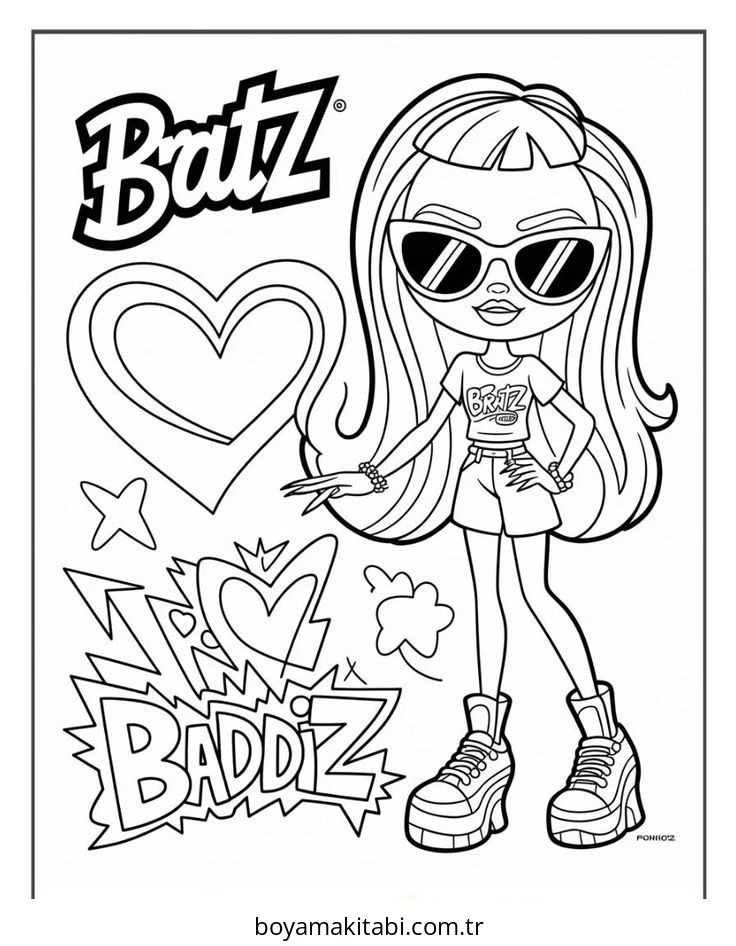 Bratz boyama sayfası – eğlenceli etkinlik, el becerilerini geliştirir