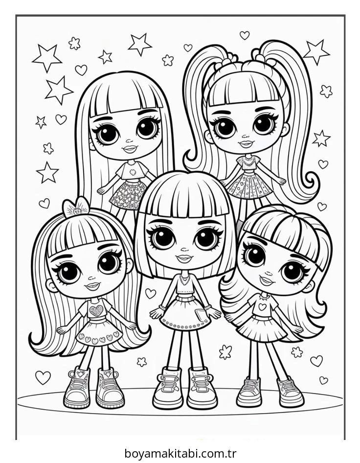 Bratz boyama sayfası – sevimli karakter, sanatsal çalışma